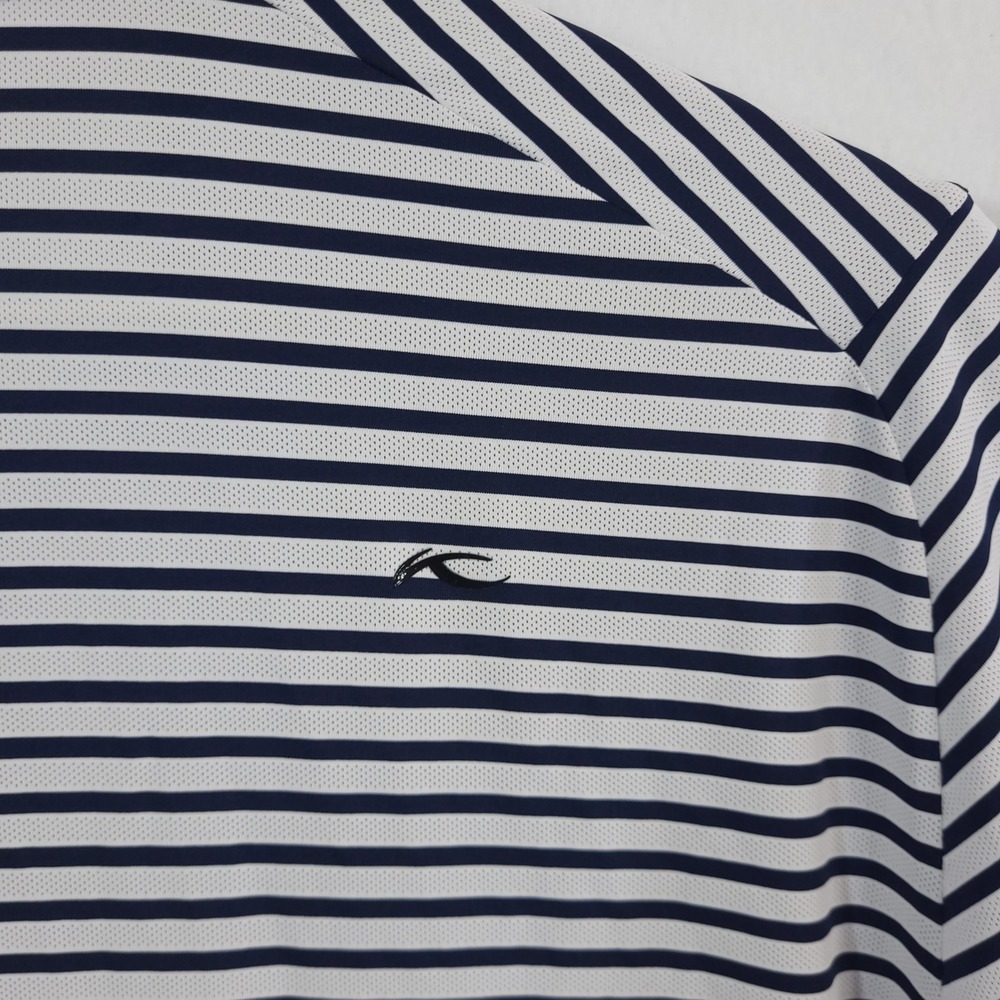 KJUS Luis Stripe Polo Shirt Mens XL Blue White MG60-F00 Short Sleeve Golf - Picture 14 of 16